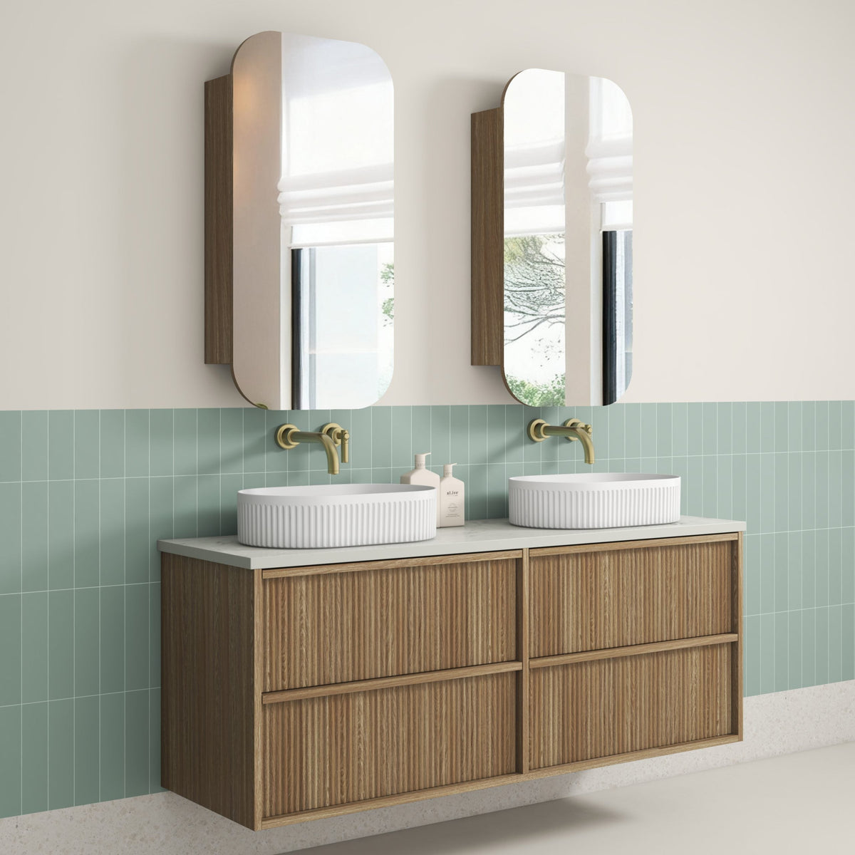 Venetta Fluted Framed Wall Hung Harvest Oak 1500mm - product photo 12