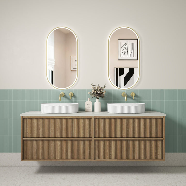 Venetta Fluted Framed Wall Hung Harvest Oak 1800mm - Aulic lifestyle cover