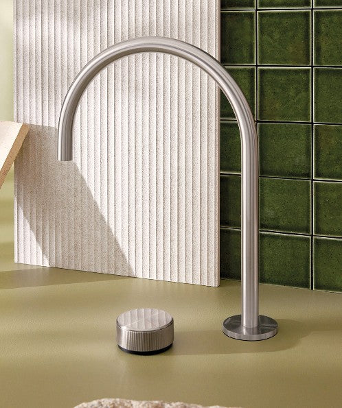 Vivid Slimline Hob Sink Mixer Brushed Nickel 220mm - Brushed Nickel
