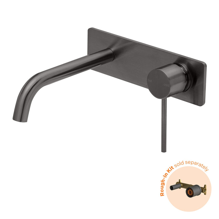 Vivid Slimline SwitchMix Wall Basin/Bath Mixer Set 230mm Trim Kit - Brushed Carbon - Fit-Off Kit - Rough-In Kit sold separately