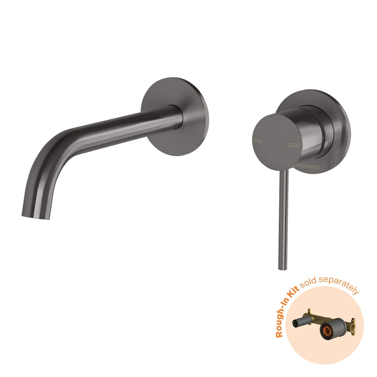 Vivid Slimline SwitchMix Wall Basin/Bath Mixer 60mm Trim Kit - Brushed Carbon - Fit-Off Kit - Rough-In Kit sold separately