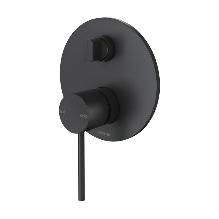 Vivid Slimline Switch/Mix Shower/Bath Diverter Mixer Complete Kit - Matte Black
