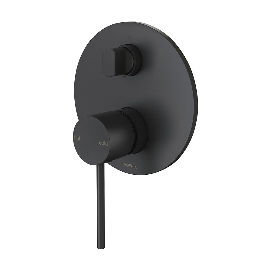 Vivid Slimline Switch/Mix Shower/Bath Diverter Mixer Complete Kit - Matte Black
