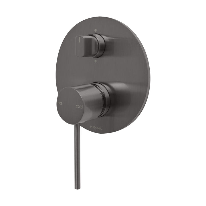 Vivid Slimline Switch/Mix Shower/Bath Diverter Mixer Complete Kit - Brushed Carbon