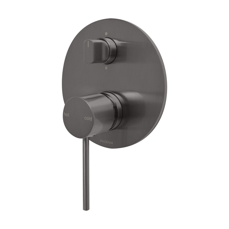Vivid Slimline Switch/Mix Shower/Bath Diverter Mixer Complete Kit - Brushed Carbon