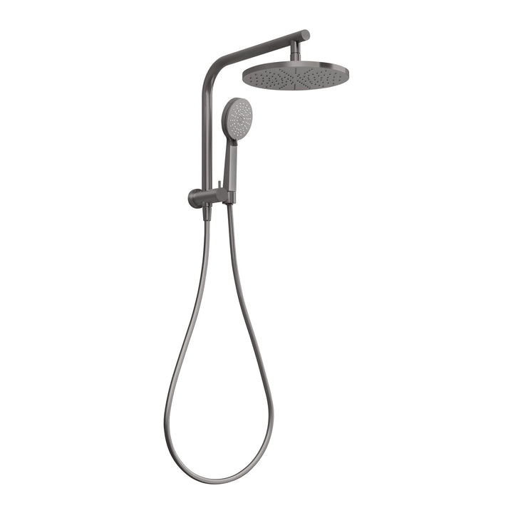 Vivid Slimline Compact Twin Shower - Brushed Carbon
