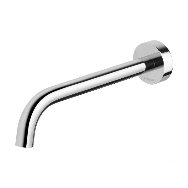 Vivid Slimline Wall Basin Spout 230mm Curved - Chrome