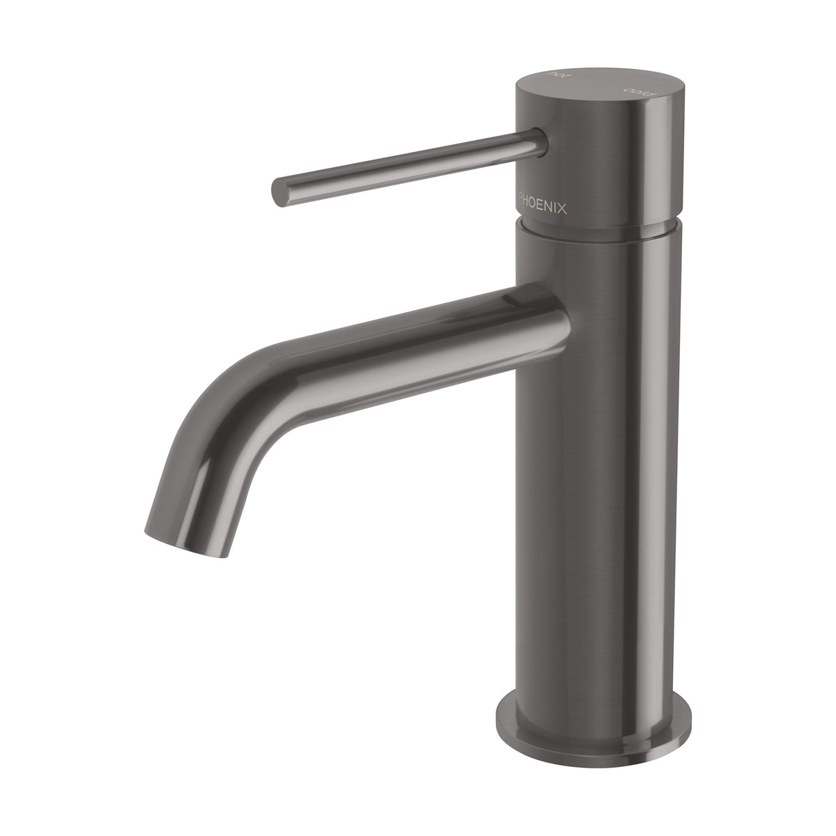 Vivid Slimline Basin Mixer Curved Outlet - Lead Free - Brushed Carbon
