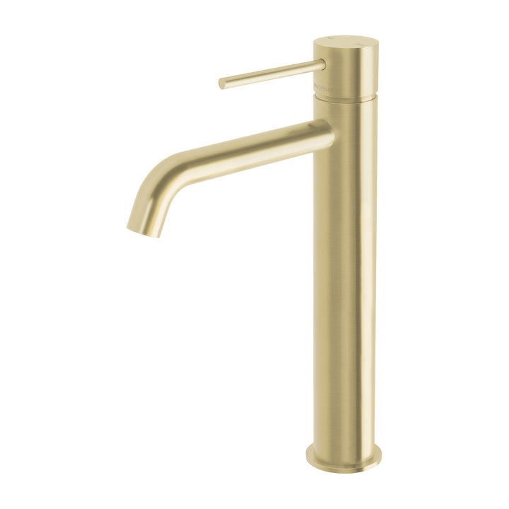 Vivid Slimline Vessel Mixer Curved Outlet - Lead Free - Brushed Gold