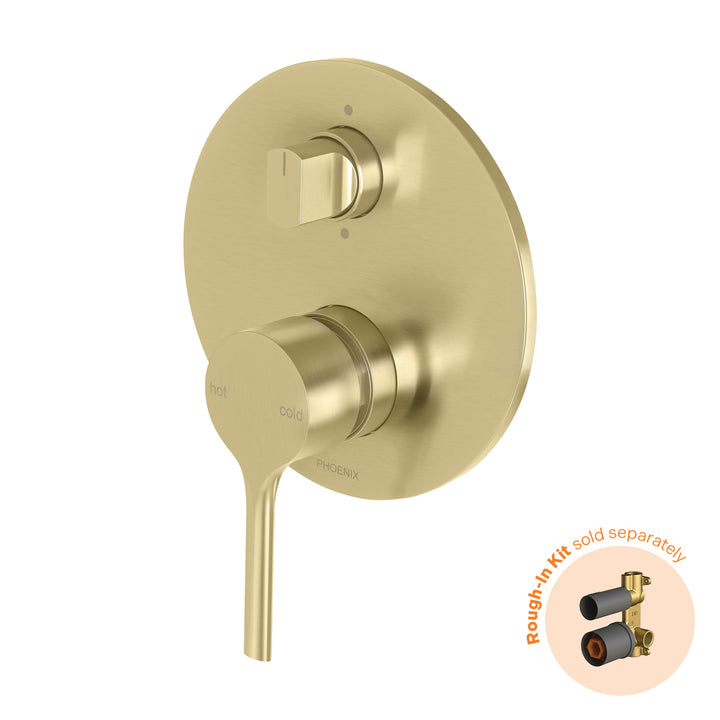 Vivid Slimline Oval SwitchMix Shower / Bath Diverter Mixer (Fit-Off Kit Only) - Brushed Gold