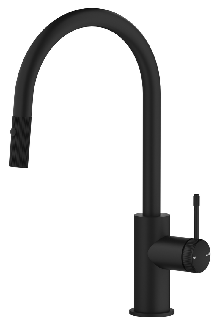 Mica Fluted Pull-Out Sink Mixer - Matte Black