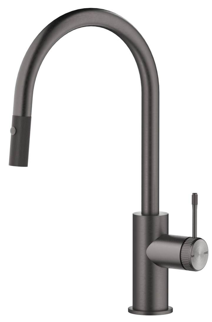 Mica Fluted Pull-Out Sink Mixer - Brushed Gunmetal