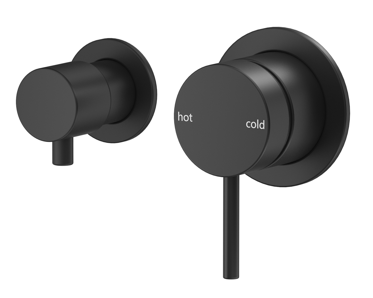 Mica Shower Mixer Diverter - Sideways - TRIM KIT ONLY - Matte Black - side view