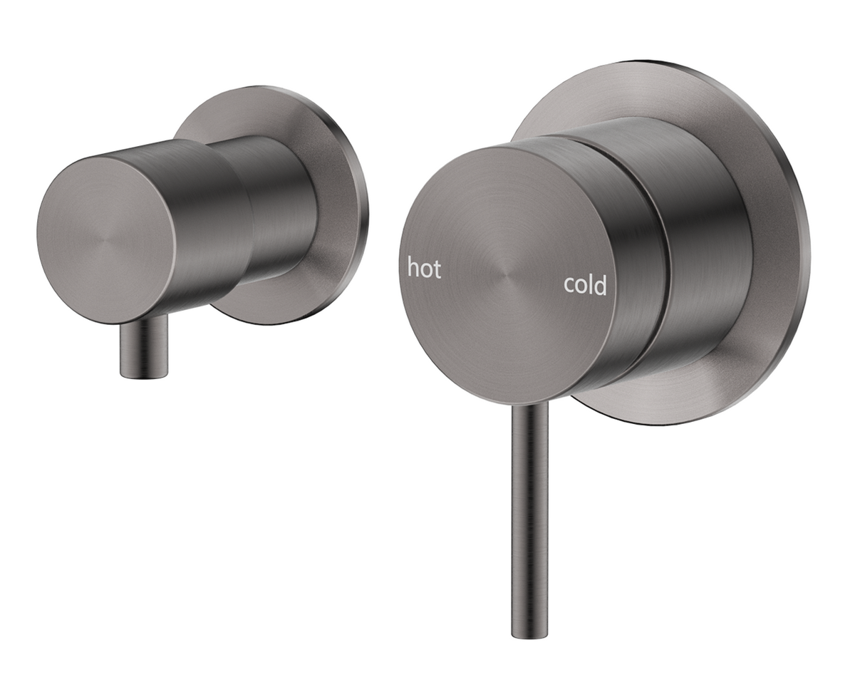 Mica Shower Mixer Diverter - Sideways - TRIM KIT ONLY - Brushed Gunmetal - side view