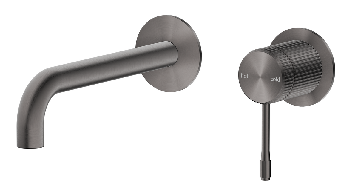 Mica Fluted Wall-Spout Combo - Brushed Gunmetal