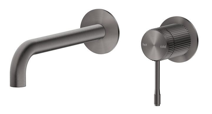Mica Fluted Wall-Spout Combo - Brushed Gunmetal