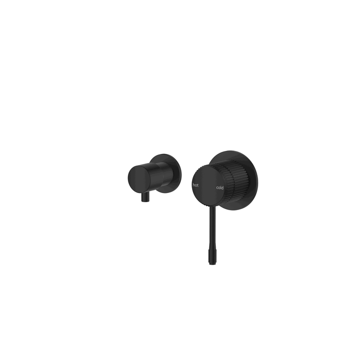 Mica Fluted Shower Mixer Diverter - Sideways - Matte Black - side view