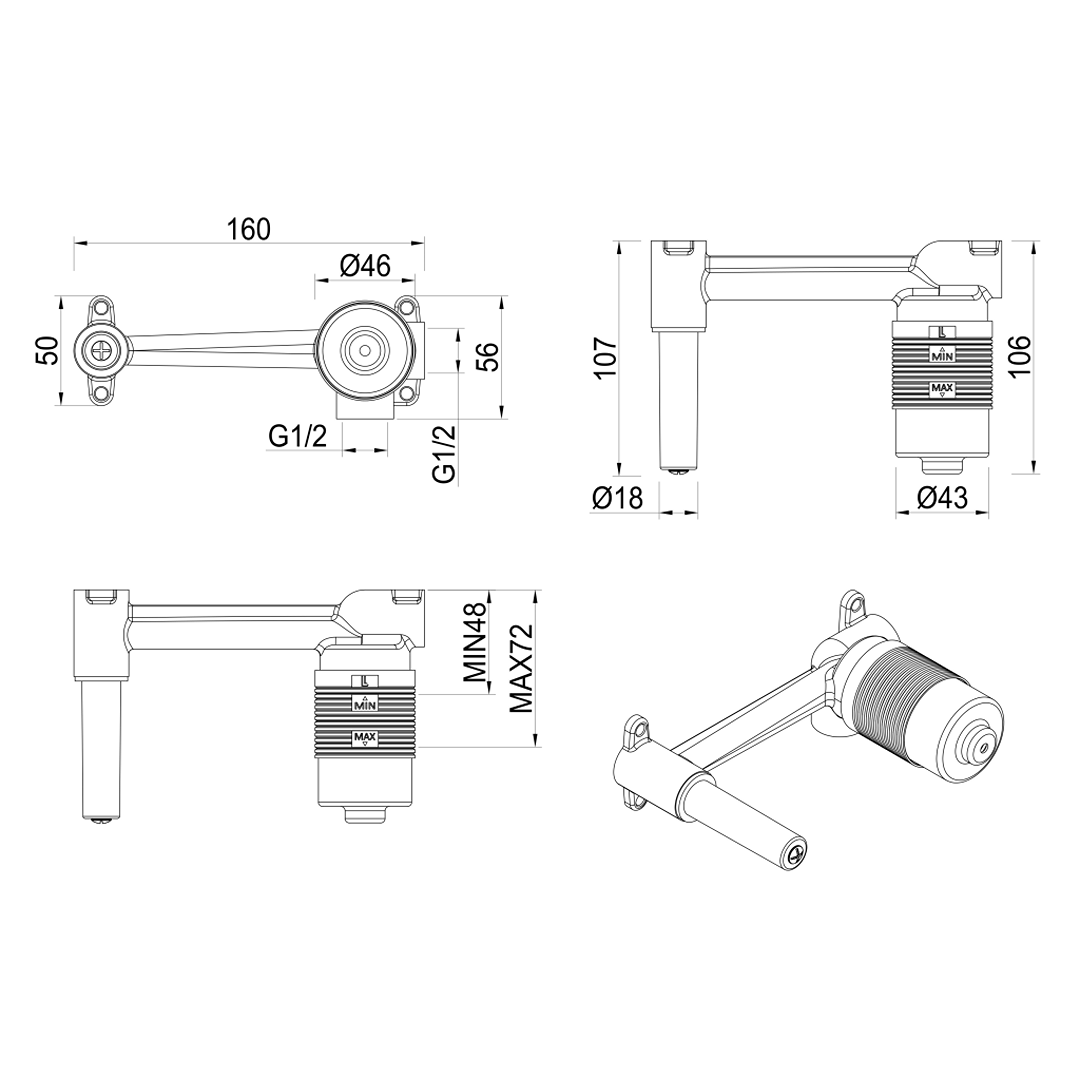 Bella Vista Lantra Wall-Spout Mixer Combo - BODY ONLY - N/A