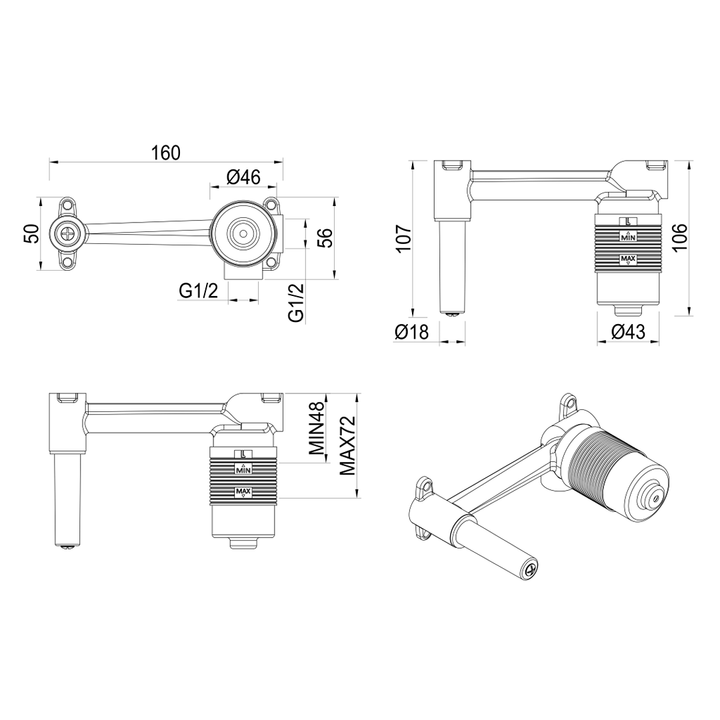 Bella Vista Lantra Wall-Spout Mixer Combo - BODY ONLY - N/A