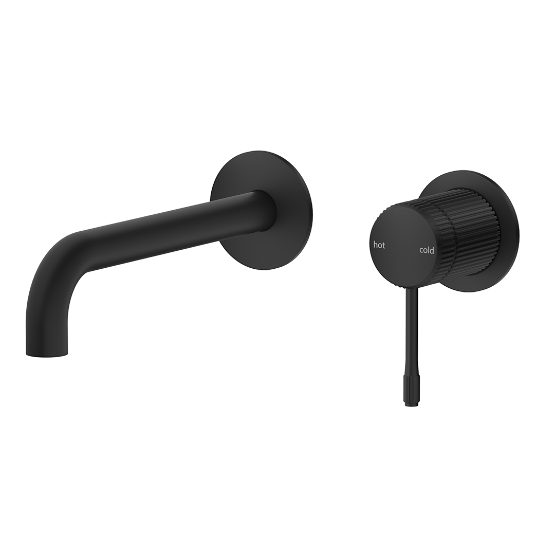 Mica Fluted Wall-Spout Combo - Black