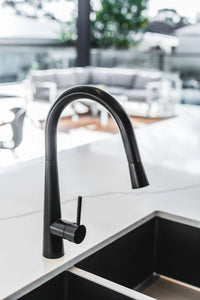 Round Pull Out Kitchen Mixer Tap - Matte Black Meir