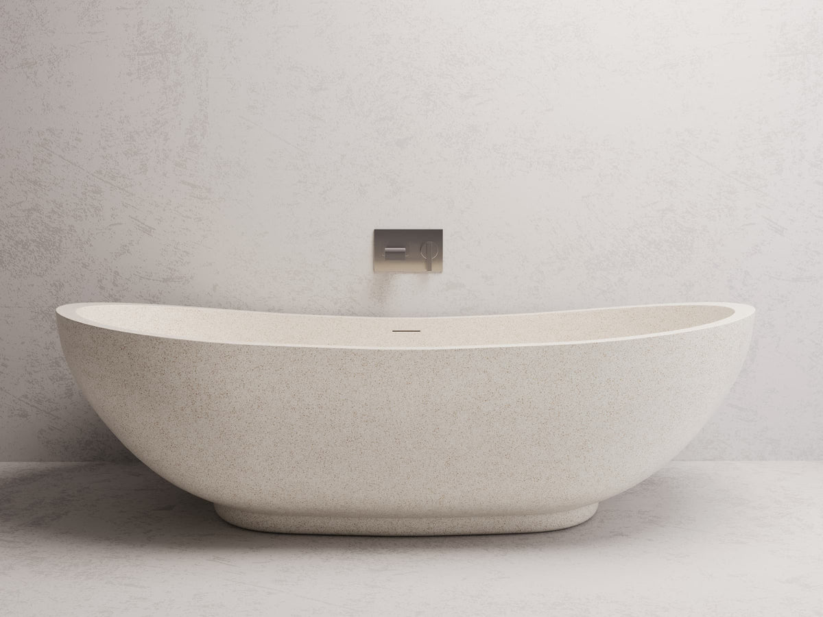 Willow freestanding bath — White terrazzo lifestyle
