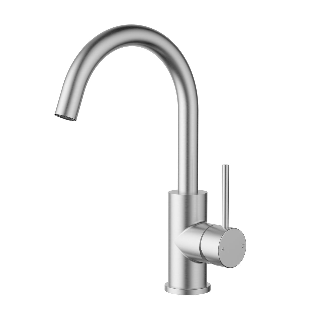 Otus Slimline Basin Mixer Gooseneck - Stainless Steel