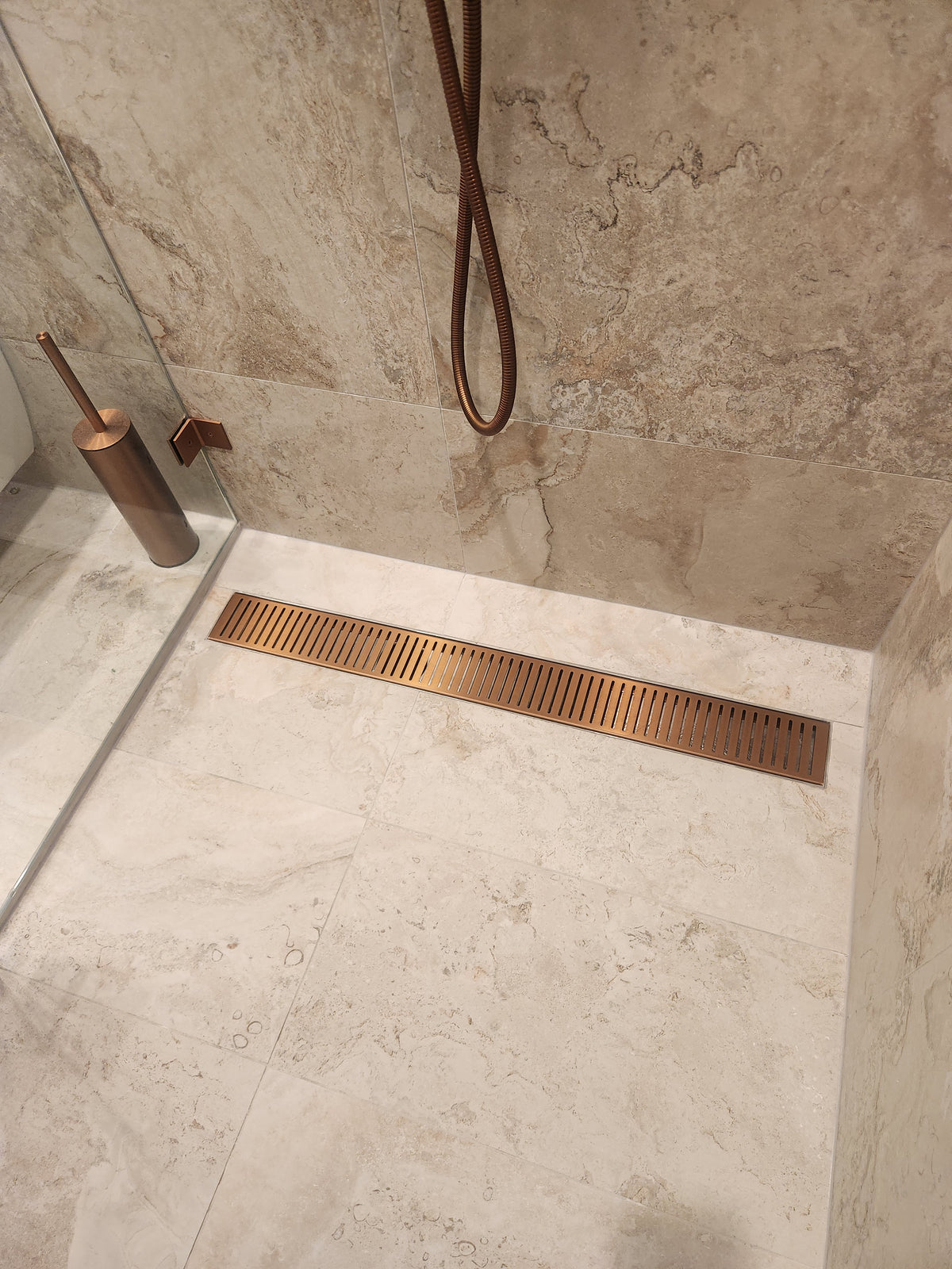Linear Slotted Floor Grate - Brushed Bronze
