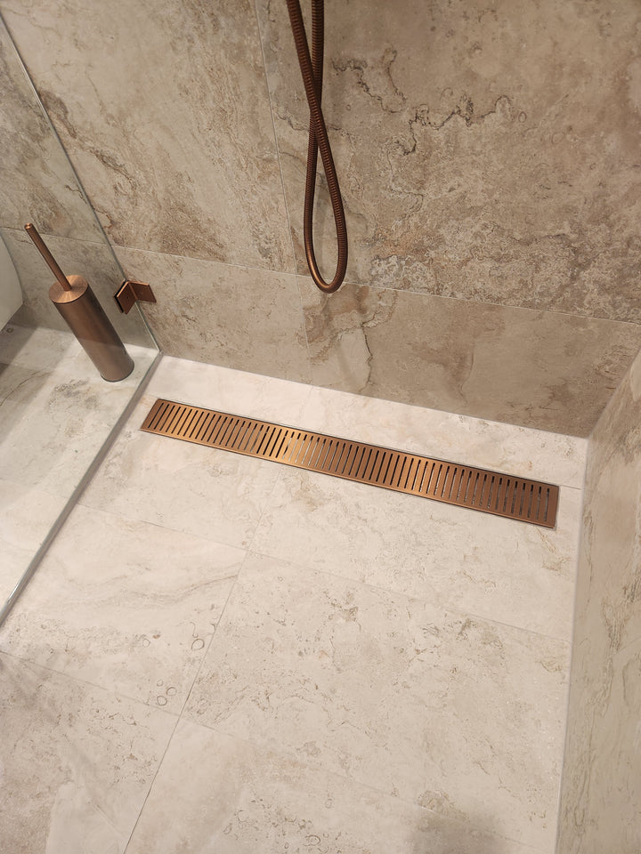 Linear Slotted Floor Grate - Brushed Bronze