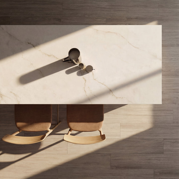 Dekton Keena in a kitchen, overhead view