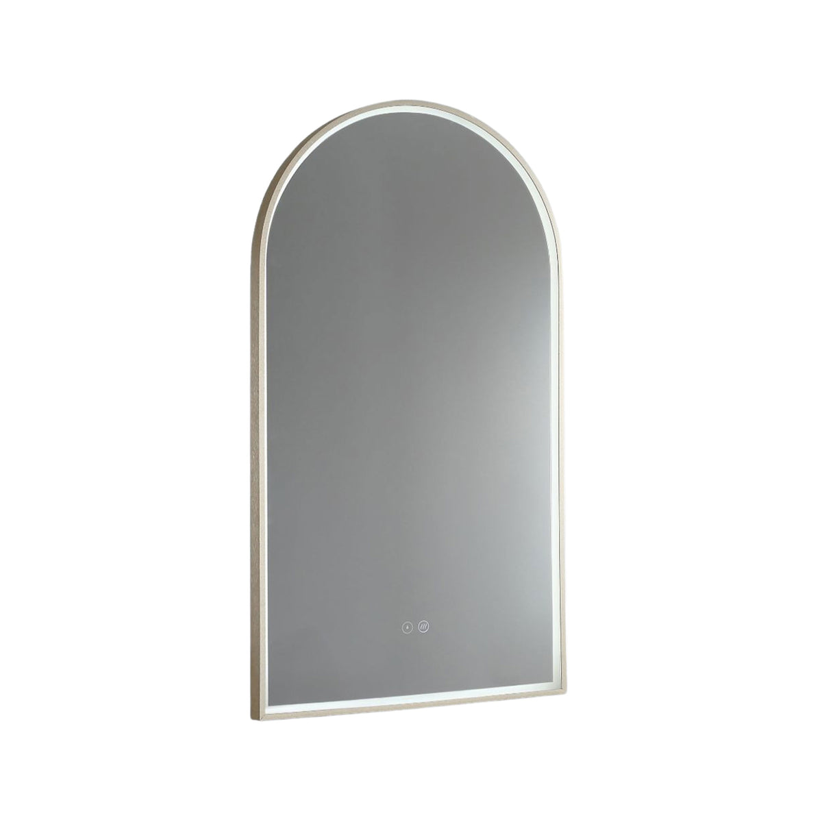 Arch LED Mirror with Demister and Portable Magnifier Baltic Brass