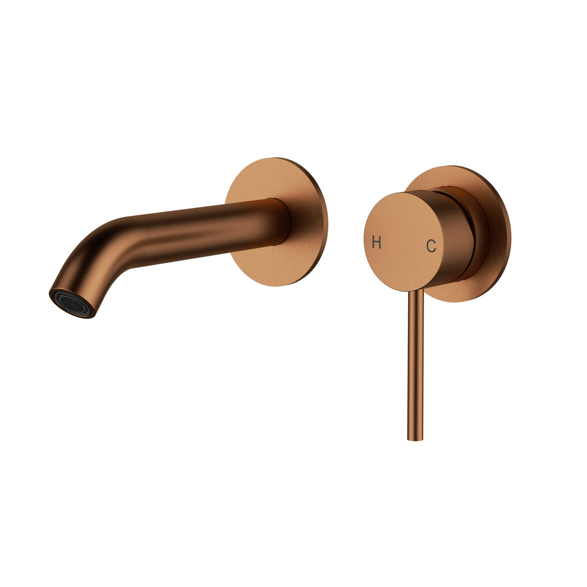 Otus Slimline Wall Basin Mixer Trim Kit with Separate Cover Plate - Brushed Copper