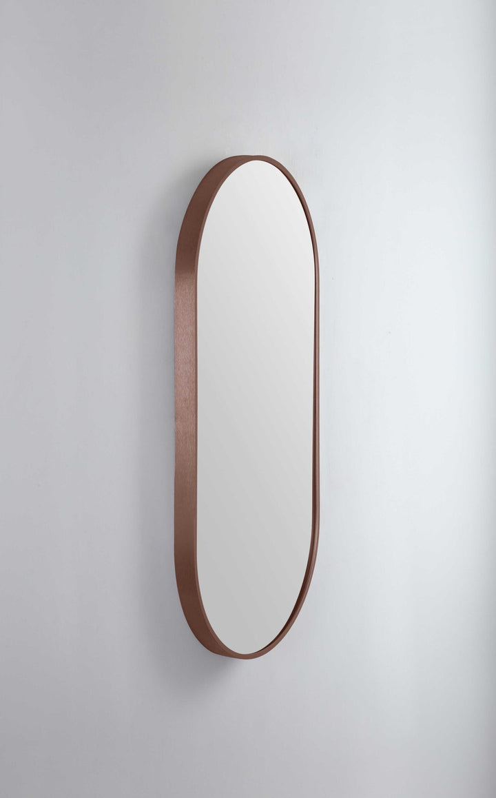 Modern Oblong Mirror with Portable Magnifier Cuban Bronze detail view