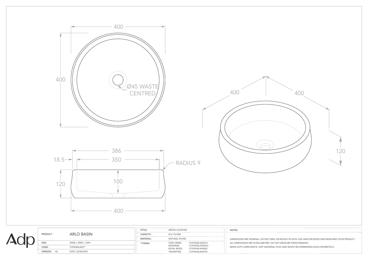 Specification diagram - Arlo Manyana