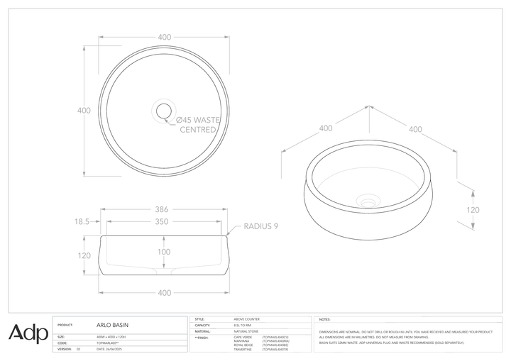 Specification diagram - Arlo Manyana