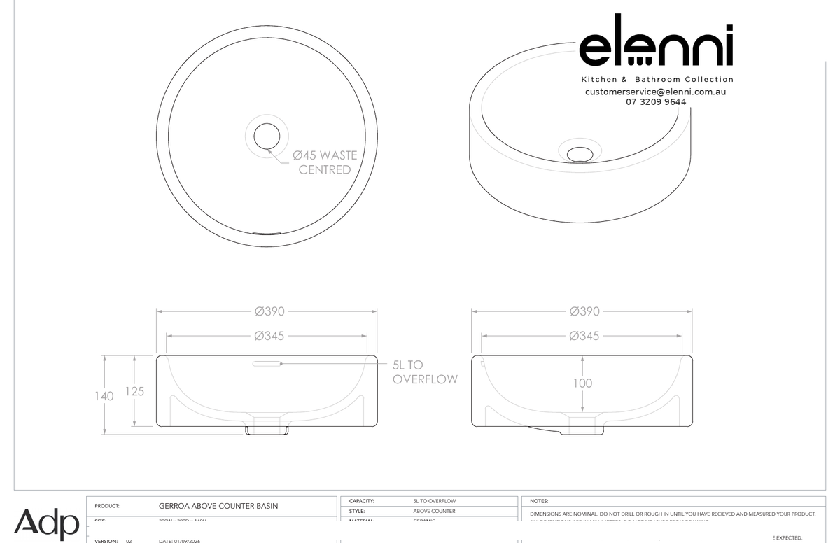 Elenni specification sheet - Gerroa