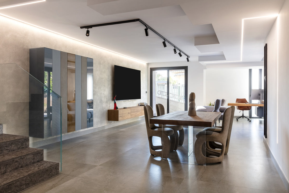 Kreta Dekton Optimma 4mm in a dining area setting