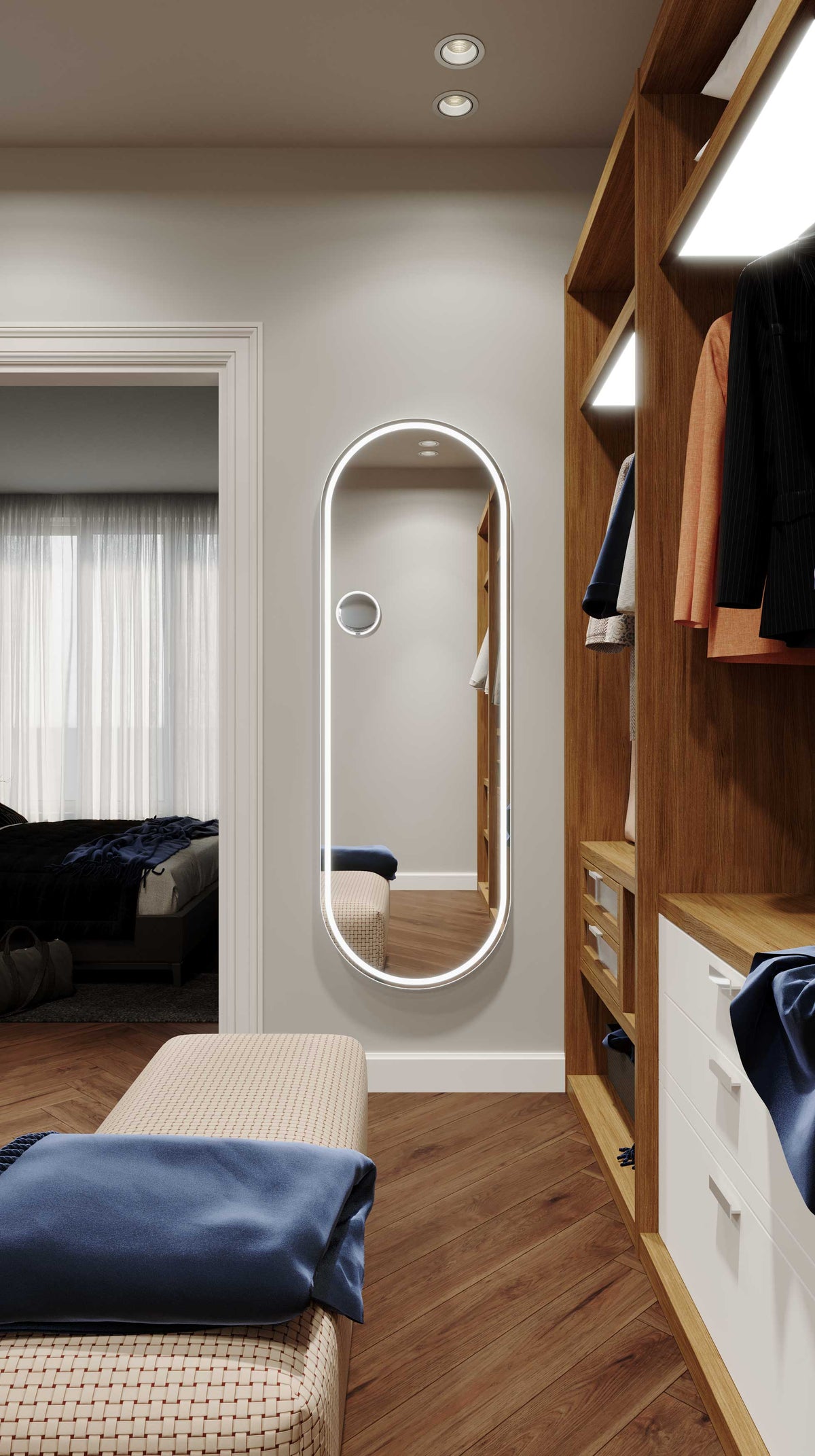 Great Great Gatsby Full Length LED Mirror with Portable Magnifier Milano White lifestyle view 4
