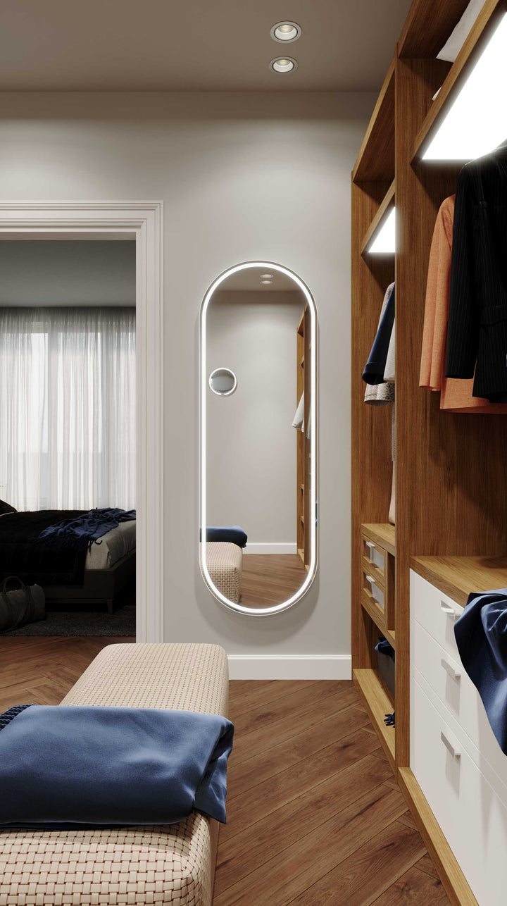 Great Great Gatsby Full Length LED Mirror with Portable Magnifier Milano White lifestyle view 4