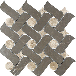 Ark Vinalisa Brown+Emperador Light Marble Mosaic tile face, 300 x 300 mm
