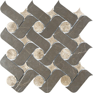 Ark Vinalisa Brown+Emperador Light Marble Mosaic tile face, 300 x 300 mm