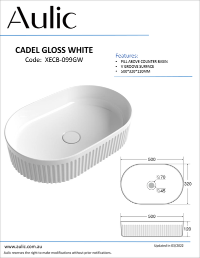 Cadel Gloss White Basin