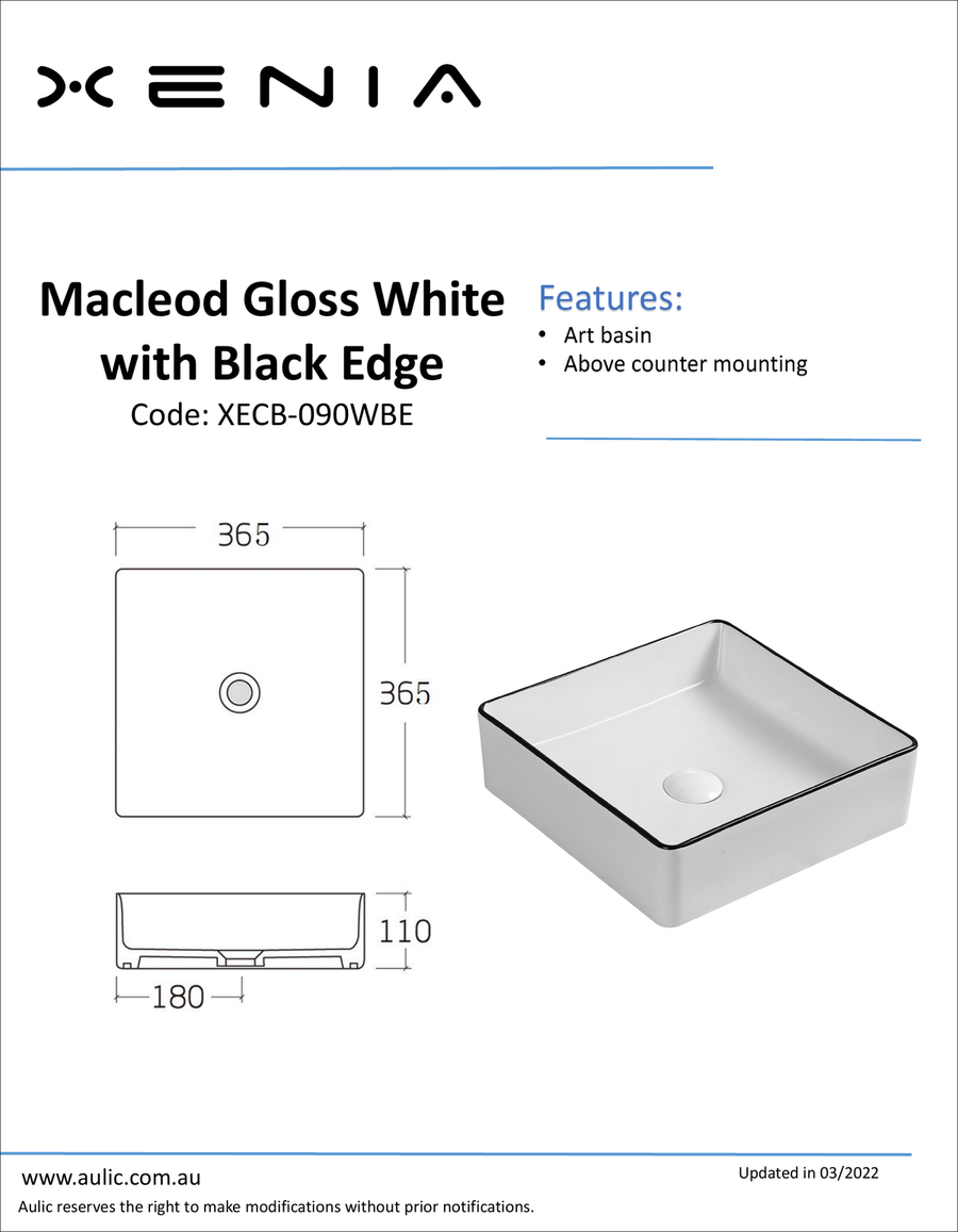 Aulic Macleod White With Black Edge Basin product photo
