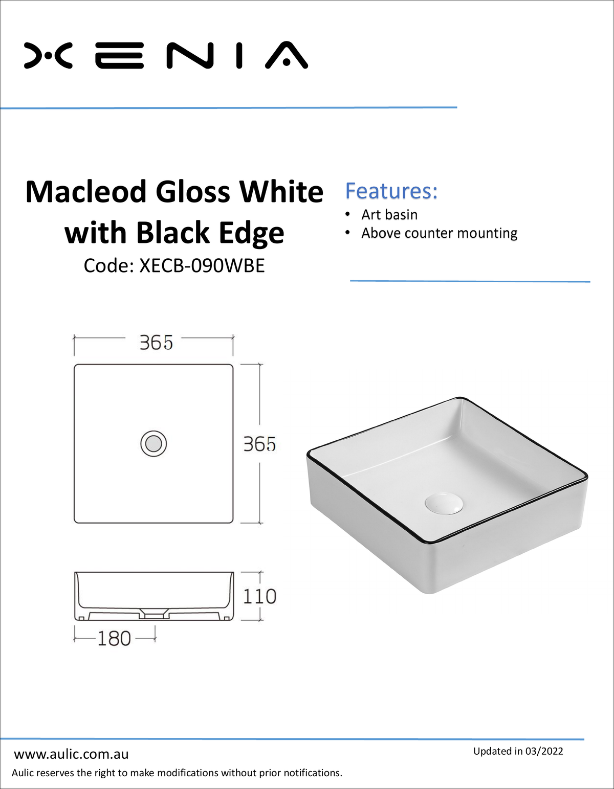 aulic-macleod-white-with-black-edge-basin specification diagram dimensions