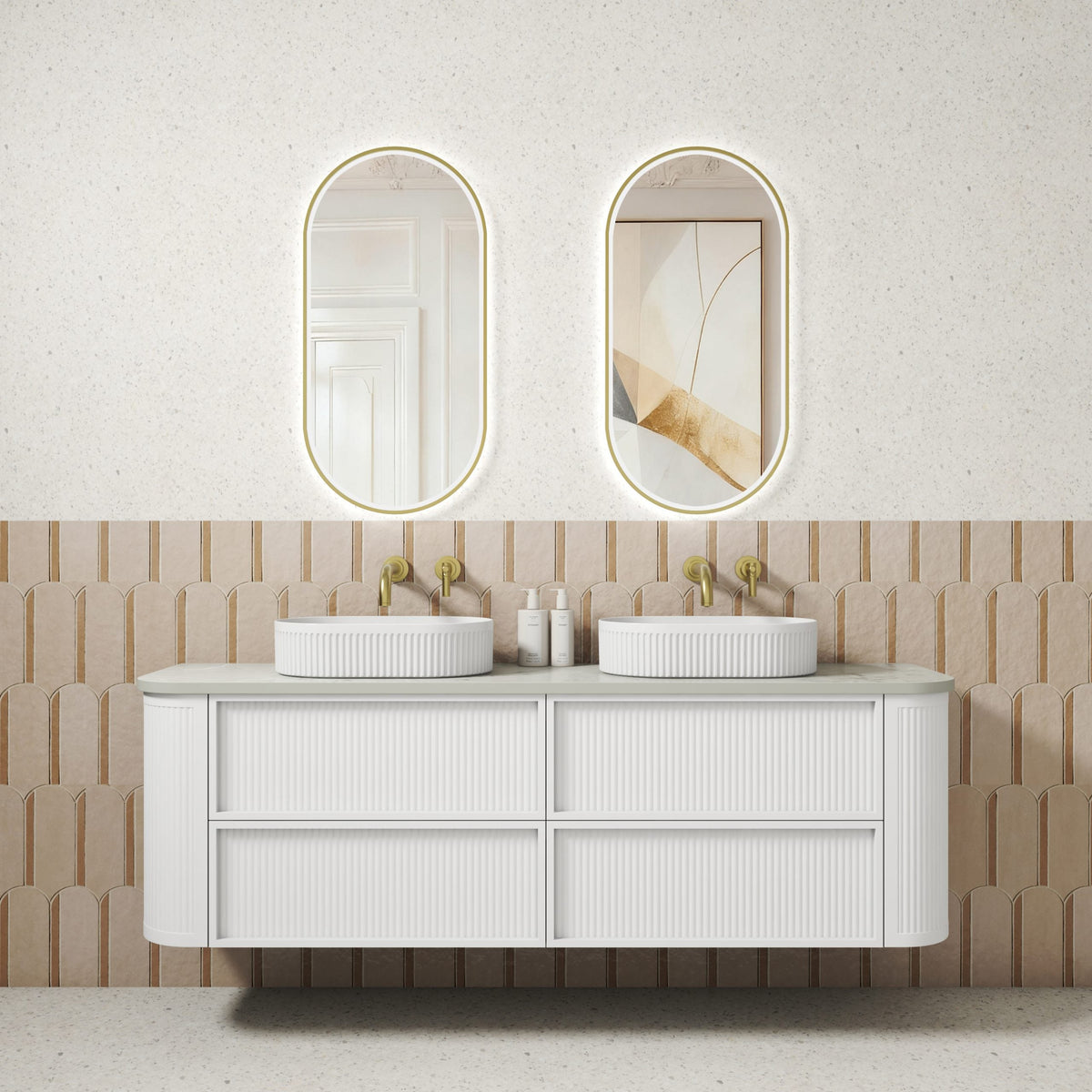 Ramee Fluted Wall Hung Matte White 1800mm — Aulic lifestyle