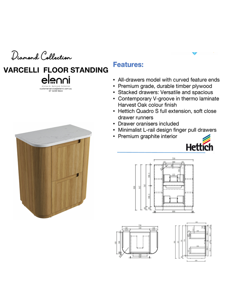 Elenni specification sheet - Varcelli Floor Standing 750mm