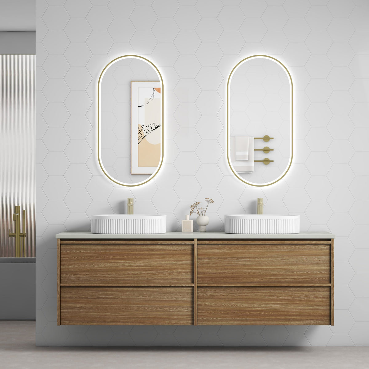 Venetta Framed Wall Hung Harvest Oak 1800mm — Aulic lifestyle