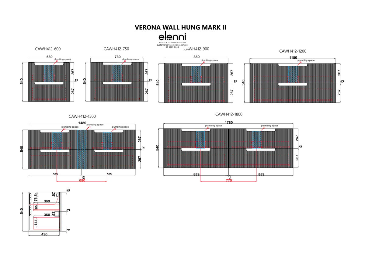 Elenni specification sheet - Verona Mark II Wall Hung 900mm