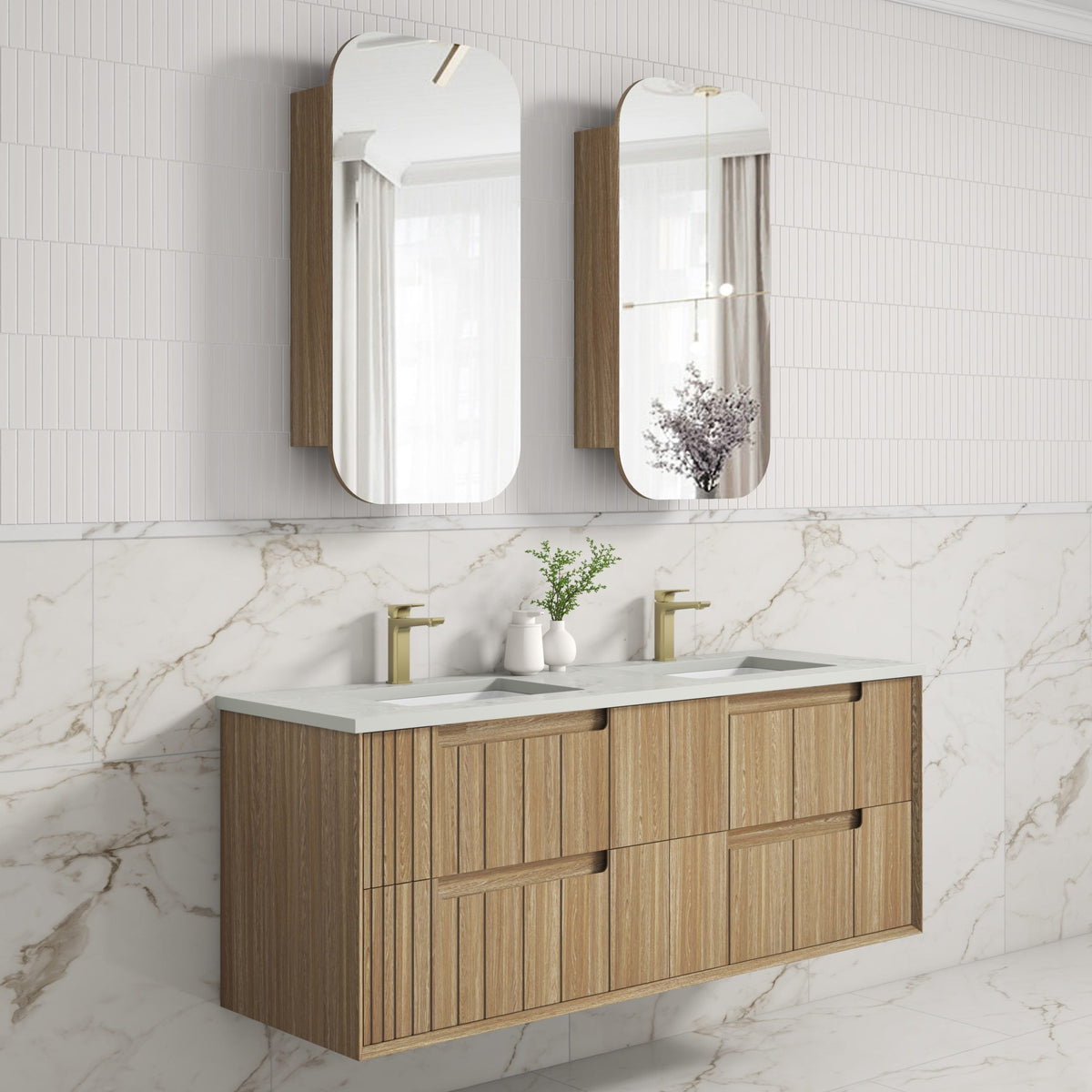 Voulari Framed Wall Hung Harvest Oak 1500mm — Aulic lifestyle (gallery)