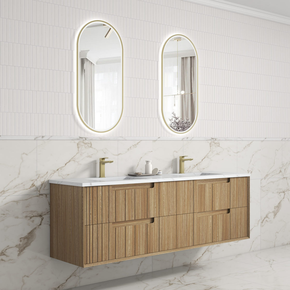 Voulari Framed Wall Hung Harvest Oak 1800mm — Aulic lifestyle (gallery)